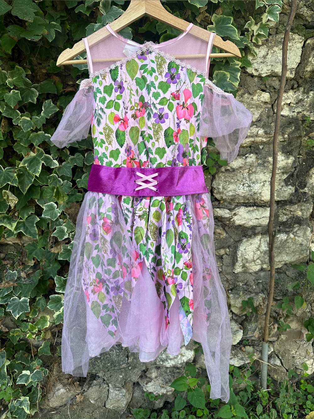 Girls Floral Fairy Costume Dress in Pink and Purple and green